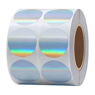 Image of Hylabelest Silver Holographic Round Dot Stickers 1 Inch Color Coding Dots Labels Total 1,000 Per Roll