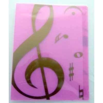 Image of Music Themed 20 Pockets Plastic Folder Display Book Soft Cover Pink Treble Clef Design