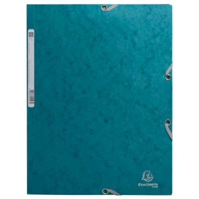 Image of Exacompta Ref 55272E Box of 25 Skandi Elastic folders 3 Flap Pockets in Glossy Card 400 g/m2 Size 24 x 32 cm for A4 documents Colour Pacific Blue