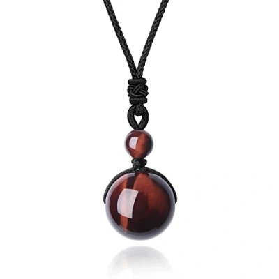 Image of COAI Red Tiger&#039;s Eye Necklace for Men Women, Stone Crystal
