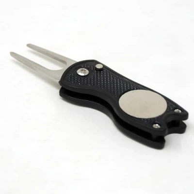 Image of DB Spares Golf Pitch Mark Repairer With Magnetic Marker Switchblade Repair Tool Black