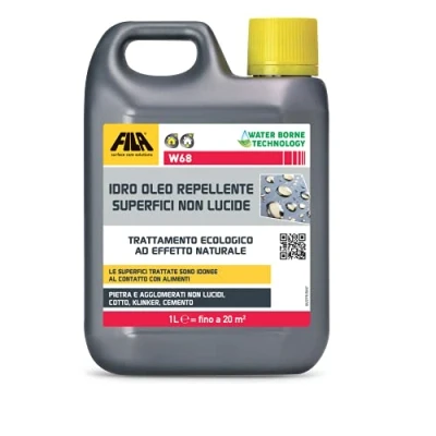 Image of FILA Surface Care Solutions W68 1L Transparent Waterproofing Non Glossy Surfaces, Leak Proof Water Repellent Effect for Cooked, Protective Natural Stones, 1 Litro