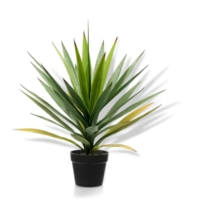 Image of Crystals Decorative Artificial Flora Small Plants in Pots Fake for Indoor Decor Faux Bathroom (50CM Agave)
