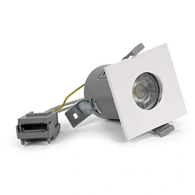 Image of Lieber White GU10 Fire Rated IP65 Square Downlight for Bathroom, Bedroom, Kitchen Lighting
