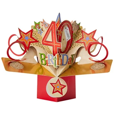 Image of Happy 40th Birthday Pop Up Greeting Card Original Second Nature 3D Cards