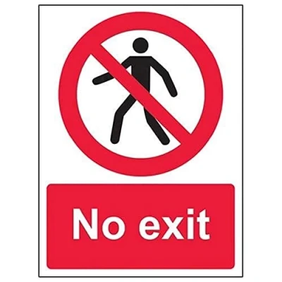 Image of V Safety,Black/Red,52043AN S No Exit Pedestrian Sign Portrait 150mm x 200mm Self Adhesive Vinyl