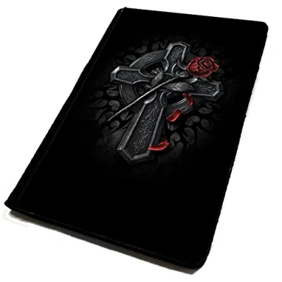 Image of Lopo Passport Cover/Holder. Gothic Cross with Roses. Travel Protection for Your Passport. Goth Emo