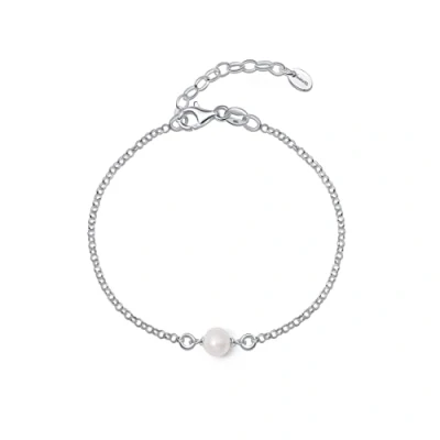 Image of Amberta Women 925 Sterling Silver Freshwater Pearl Bracelet: Bracelet for with 6 7 mm