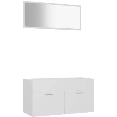 Image of vidaXL 2 Piece Bathroom Furniture Set White Engineered Wood