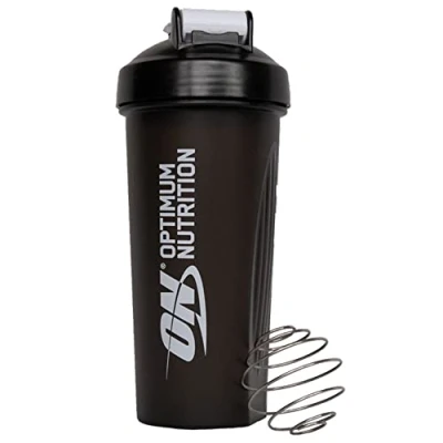 Image of Optimum Nutrition ON Shaker with Stainless Steel Mixing Ball, BPA and DEHP free, Dishwasher Safe, Black, 600 ml