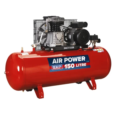 Image of Sealey Air Compressor 150L Belt Drive 3hp with Cast Cylinders