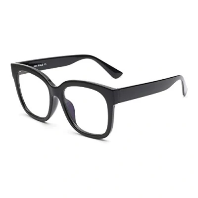 Image of Jim Halo Blue Light Blocking Glasses Oversized Square Computer Gaming for Men Women Reduce Eye Strain Black