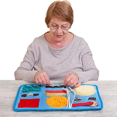 Image of Fidget Blanket for Dementia Calming &amp; Comforting Activities Seniors Products Elderly Sensory Helps with Alzheimer’s, Dementia, Asperger’s, Autism, Anxiety