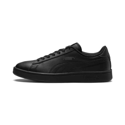 Image of Puma Smash Trainers for kids, Size: 5, Black Leather/synthetics