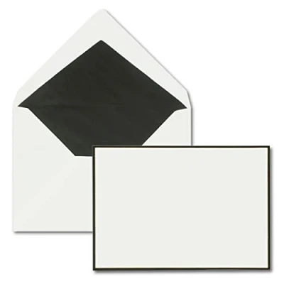 Image of 25x mourning Envelopes DIN C6 11.4 x 16.2 cm for cards and condolences with handmade black border silk lining