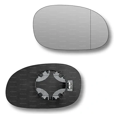 Image of Less4spares Replacement Wing Mirror Glass Right Compatible with Citroen C3, C2, C3 Pluriel 2002 2010 CLIP ON Driver Off side Heated Blind Spot