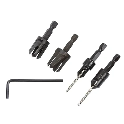 Image of Trend Snappy 4 Piece Countersink &amp; Plug Cutter Set, 1/4 Inch Hex Shank, Quick Release System, SNAP/PC/A