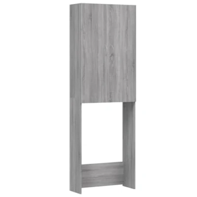 Image of vidaXL Washing Machine Cabinet Grey Sonoma Engineered Wood, Additional Storage, Optimal Organisation, 64x25.5x190 cm
