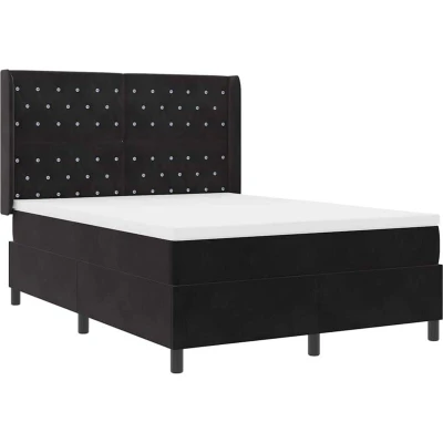 Image of Box Spring Bed with Mattress Black 140x190 cm Velvet Vidaxl