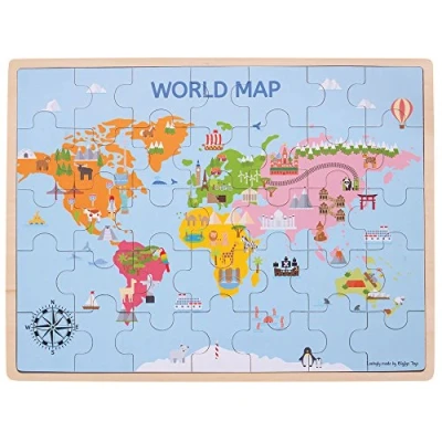 Image of Bigjigs Toys Wooden World Map Puzzle 35 Pieces