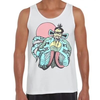 Image of Low Frequency Clothing Big Trouble in Little China Vest Top Fu Manchu S White