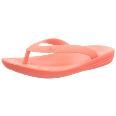 Image of Fitflop Unisex Kids Iqushion Ergonomic Flip flops Flop, Neon Orange, 13 Child UK