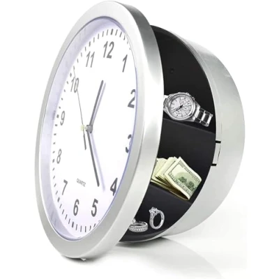 Image of Wall Clock Hidden Safe Secret Safes Container Box for Money Stash Jewelry Valuables Cash Storage