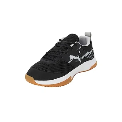 Image of Puma Unisex Youth Varion Ii Jr Indoor Court Shoes, Black Cool Light Gray Yellow Blaze Gum, 4.5 UK