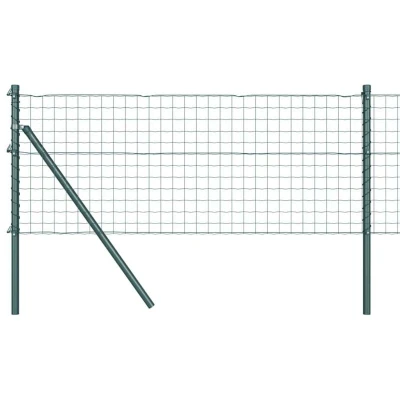 Image of vidaXL Euro Fence with 13 Posts 0.4x25 m Galvanised Steel Green