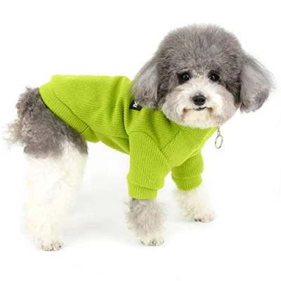 Image of Zunea Small Dog Winter Sweater Coat Turtleneck Puppy Pullover Knitted Jumper Soft Cotton Clothes Warm Pet Zipper Knitwear Jacket Apparel for Chihuahua Yorkshire Green L
