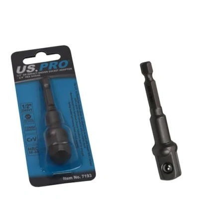 Image of US PRO 1/2&quot; DR Impact Driver Socket Adaptor 1/4&quot; Hex Shank