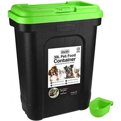 Image of 30L Pet Food Storage Container Dry Cat Dog Fresh Bird Seed Box Bin Flip Top Locking Lid With Scoop Crack Resistant