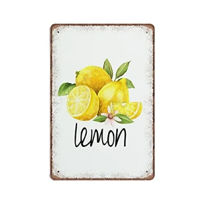 Image of Dreacoss Lemon Tin Signs Bunch Summer Fruit Sign Funny Vintage Metal Plaqu Poster Wall Art Pub Bar Kitchen Garden Bathroom Home Decor, 140mm x 200mm
