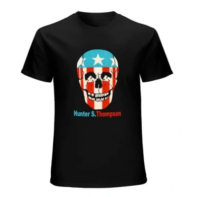 Image of Men&#039;s Hunter S. Thompson Skull Logo Cotton T Shirt Black L