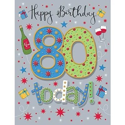 Image of Regal Publishing Milestone Age Birthday Card 80 M 8 x 6 inches