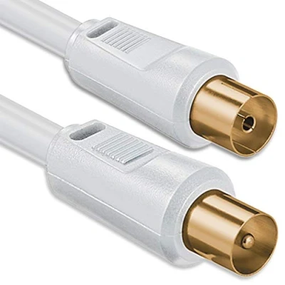 Image of 1aTTack Coaxial Connection Cable Antenna Sat F Connector Male to Female Double Shielded / Triple Quadruple 75 db 85 100 110 120 125 Koax Weiss St Ku gold 85db 3,75 Meter