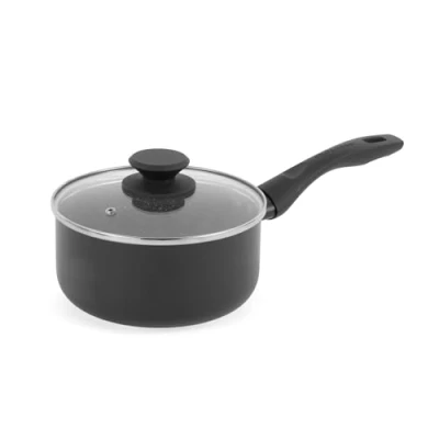 Image of Progress BW12908EU7 Marble Ceramic 18 cm Saucepan with Lid Non Stick Cooking Pot Metallic Coating, 1.95L Capacity, Induction Hob Suitable, Pressed Aluminium Cookware, PFAS Free
