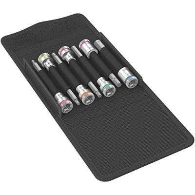 Image of Wera 8740 B HF Imperial 1 Zyklop In Hex Plus holding function bit socket set, 3/8&quot; drive, 7pc, 05003181001 , Black