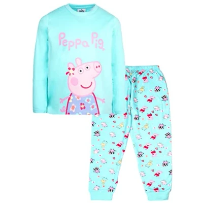 Image of Peppa Pig Kids Pyjamas Turquoise Long Sleeve 100% Cotton Sleepwear Official Merchandise 5/6 Years