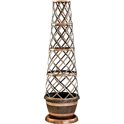Image of Thompson &amp; Morgan Flower Tower Pot Barrel Effect Plant Design with Pot, Saucer and Frame Perfect for Climbing Plants, 1 x
