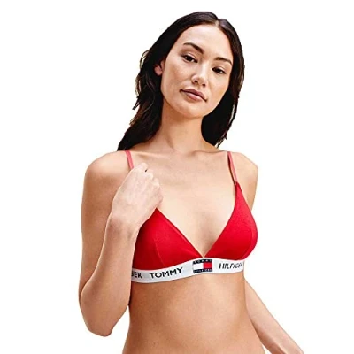 Image of Tommy Hilfiger Women Triangle Cup Bra Stretch, Red (Tango Red), M