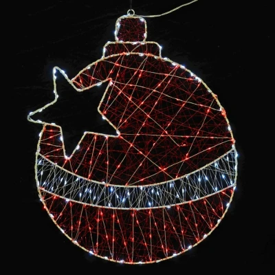 Image of Mr Crimbo Christmas Silhouette Light Decoration Red White Woven Wire Metal Frame Outdoor Garden Bauble