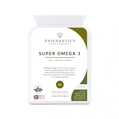 Image of Super Omega 3 1000mg High Strength 270mg EPA + 180mg DHA Fish Oil 60 Softgel Capsules UK Made 1 Capsule Daily (2 Month Supply)