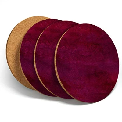 Image of Destination Vinyl 4 Set Dark Red Pink Watercolor Coasters Kitchen Drinks Coaster #3982