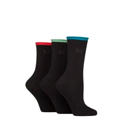 Image of Women&#039;s 3 Pair Pringle Rebecca Contrast Roll Top Socks Teal / Sage Red 4 8