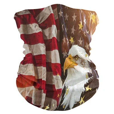 Image of Sawhonn American Flag Free Sharp Eagle Face Mask Headband Bandana Balaclavas Neck Gaiter Magic Scarf Headwraps Headwear for Outdoor Women Men
