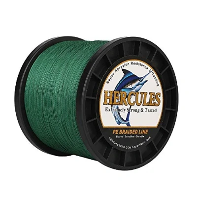 Image of Hercules Braided Fishing Line 2000m 2187yds 6lbs 100lbs Pe Superline 4 Strands (Green 100lb/45.4kg 0.55mm)