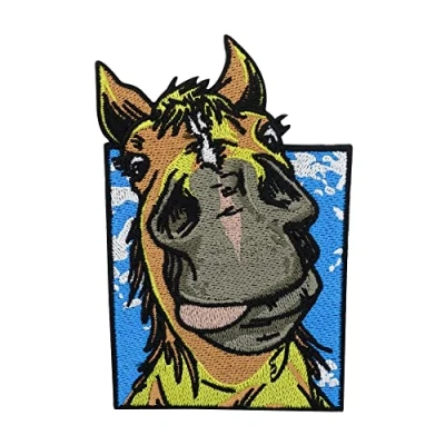 Image of Crazy Horse Iron on Patch Head Patches, Pony Embroidery Patch, Riding ironable Funny Children Badges Finally Home