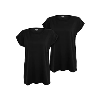 Image of Urban Classics Extended Shoulder 2PACK Basic Tshirt, Women&#039;s, Size: 3XL, black