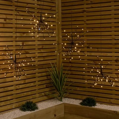 Image of Samuel ALEXANDER Set of 4 45cm Brown Sparkle Ball Light with 200 Warm White LEDs Cool Flashing LED